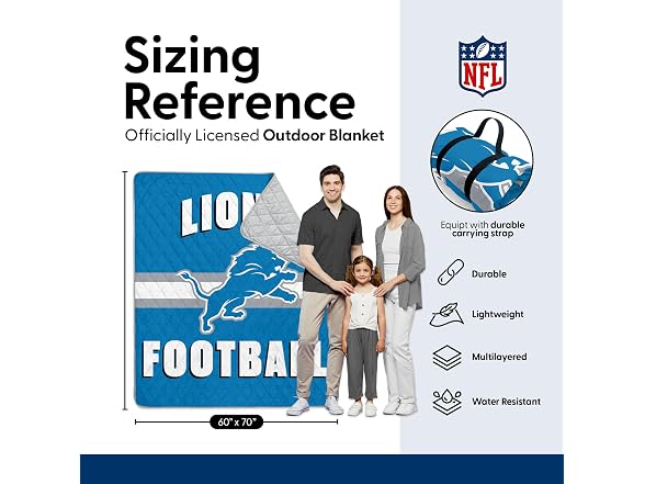 DETROIT LIONS (60" x 70") NFL Blanket