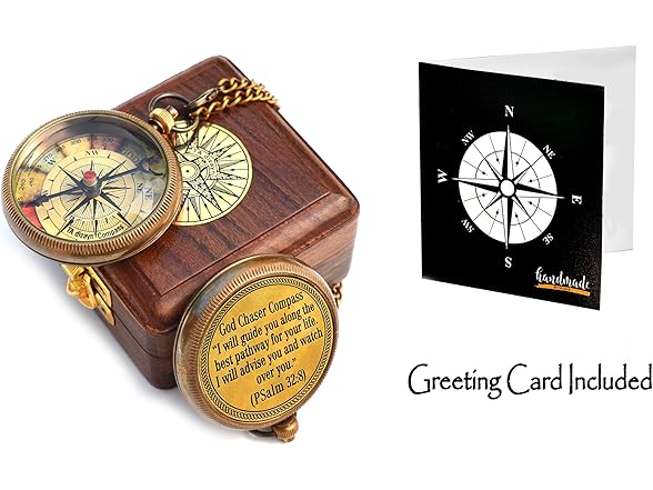 Christian Brass Compass (Psalm 32:8) Box