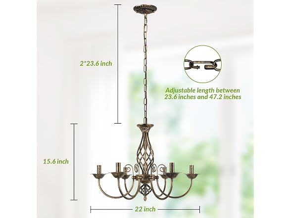 VerRon B0FR8LDPSM 6-Light Farmhouse Candle Chandelier