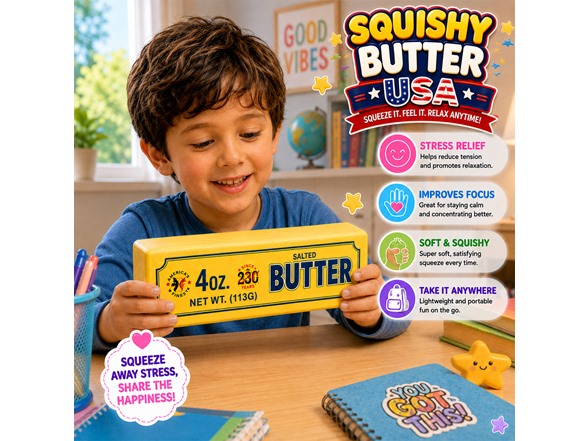 Twilight Squishy Sensory Toys Jumbo Butter USA, 3PK