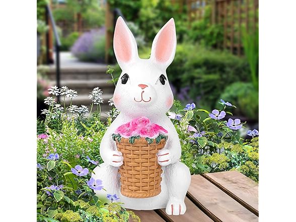 Brightever Solar Powered Garden Bunny Statue