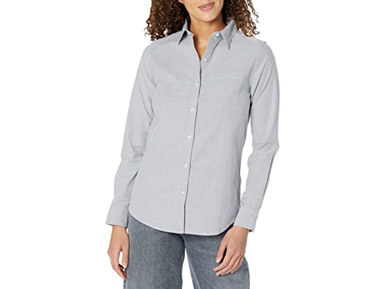 Amazon Essentials Womens Long Sleeve Button Down Stretch Oxford Shirt