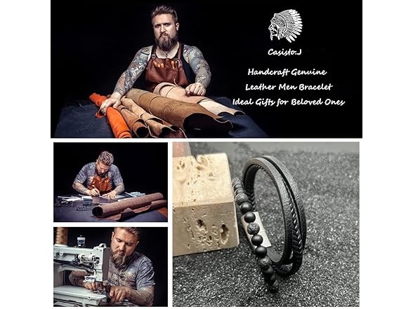 Casisto Mens Leather Bracelet Small