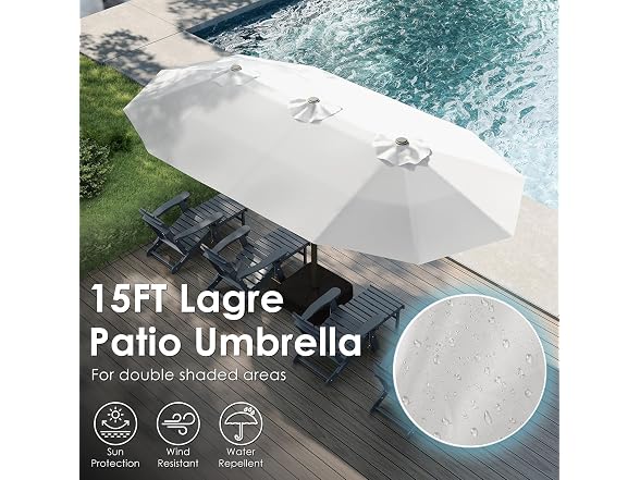 GREENVINES 15FT-Double-Sided-Patio-Umbrella-with-Base