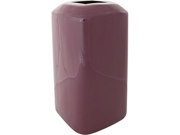 Creative Co-Op Square Enameled Metal Vase, Burgundy Finish