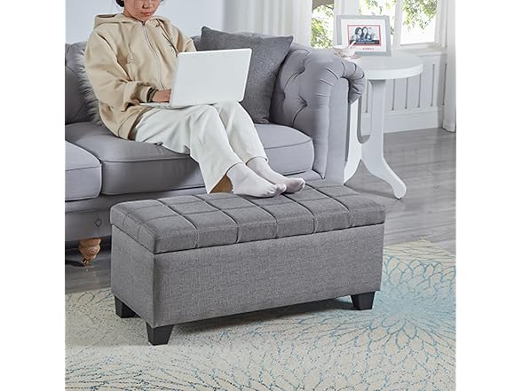 Uneeruiqy Storage Ottoman Bench Dark Gray