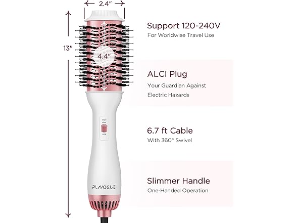 PLAVOGUE Hair Dryer Brush, Dual Voltage