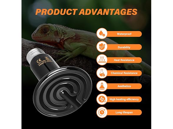 Simple Deluxe 150W Ceramic Emitter Reptile Heat Lamp Bulb