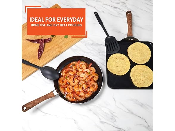 IMUSA Talavera Aluminum Black Ceramic Value Fry Pan & Square Griddle Set