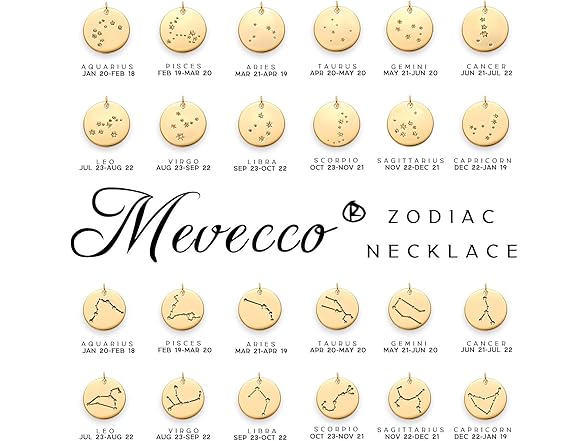 MEVECCO Gold Necklace Zodiac Aquarius
