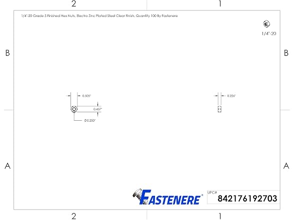 Fastenere 1/4-20 Grade 5 Finished Hex Nuts