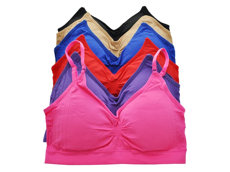 Angelina B6097_COLOR_6_OS One Size Fits Most Angelina Seamless Wireless Bralette with Removable Pads (6-Pack) Assorted (6 Pack)