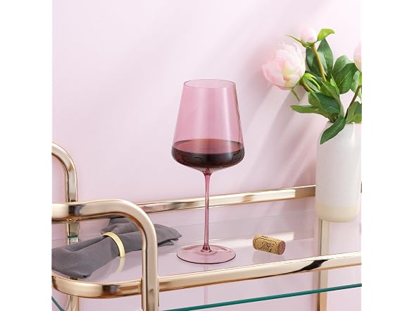 JoyJolt Sidney Stemmed Red Wine Glasses Set of 4 Blush