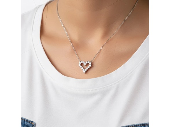 Moissanite Diamond Open Heart Necklace