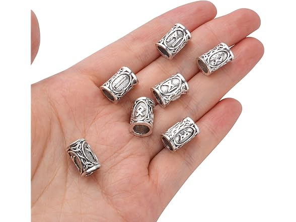 BronaGrand 24pcs Mixed Vikings Runes Beads Hair 