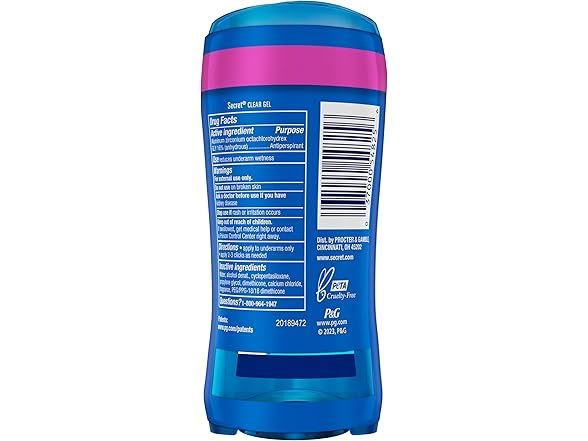 Secret Outlast Clear Gel, 2.6oz, 2pk