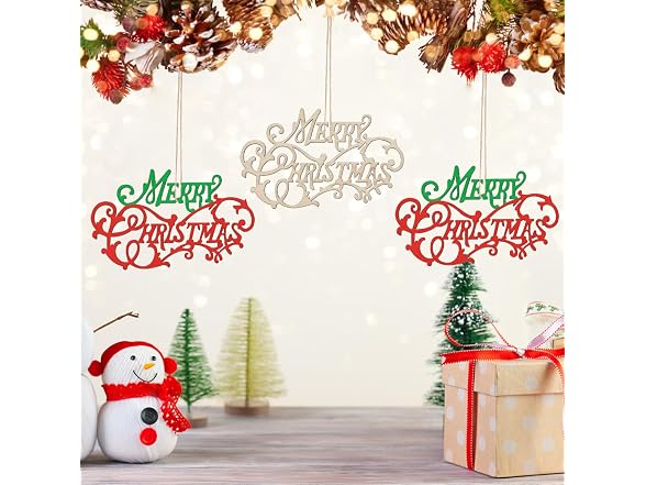 Tofficu 40pcs Merry Christmas Wooden