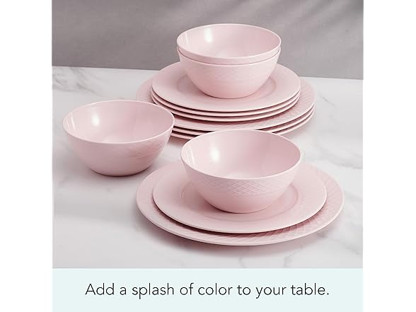 Miksa Trellis Pink Bone China Service for 4