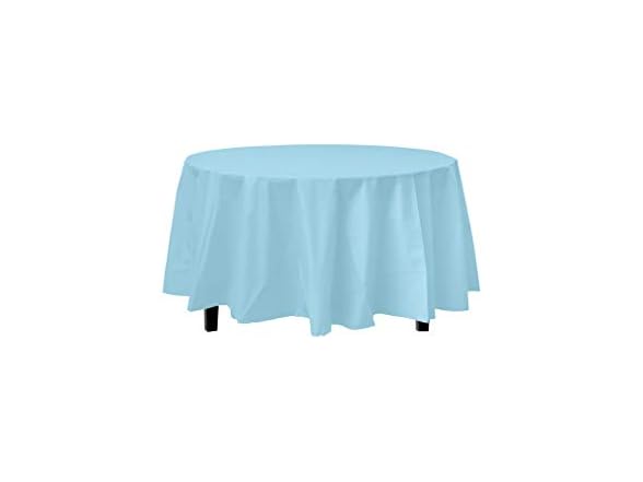 Light Blue Round plastic table cover