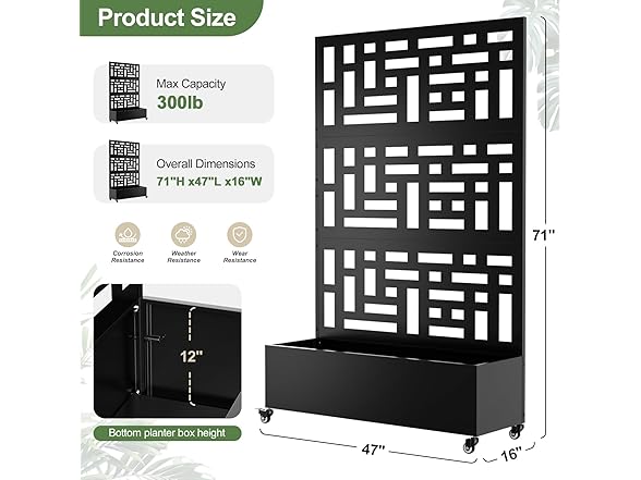 Baotree Metal Planter Box with Trellis