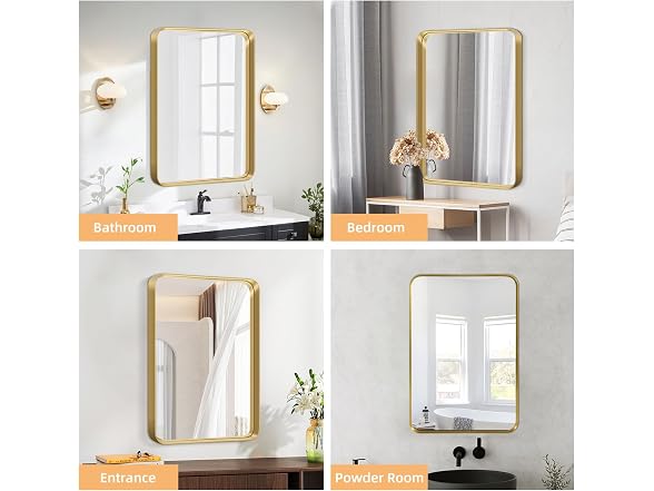 GlasFlength Gold Bathroom Mirror 40x30"