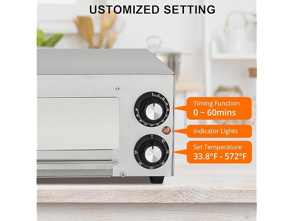 1100W Commercial Countertop Pizza Oven, 13 Inch 