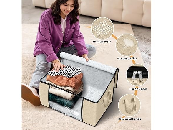 Fab totes 60L Beige 8 Pack Storage Bags
