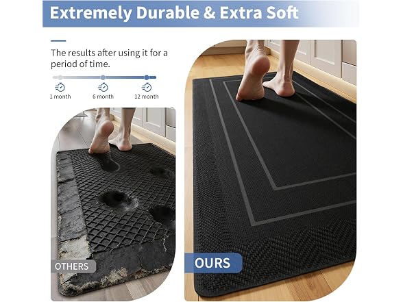 UKISS Black 20" x 48" Cushioned Comfort Mat