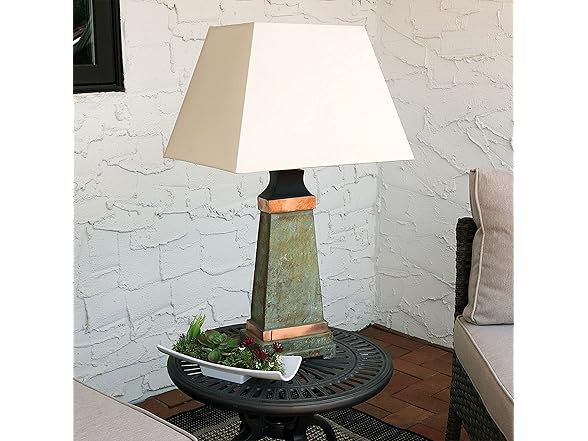 Copper Trim Slate Weather-Resistant Lamp