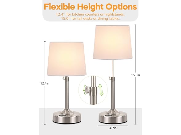 Yochoice Cordless Table Lamp, Adjustable