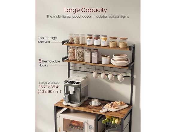 VASAGLE Baker's Rack, 35.4 Inches Microwave Stand