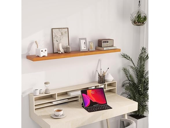 Honey Oak Wood Floating Shelf