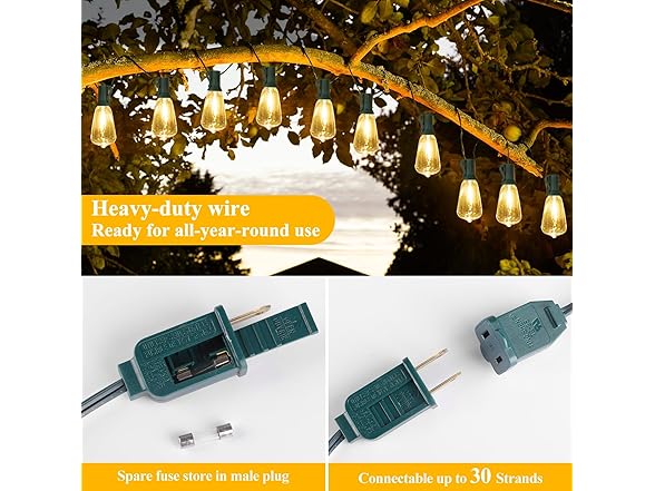 Brightever 50FT Outdoor String Lights Waterproof