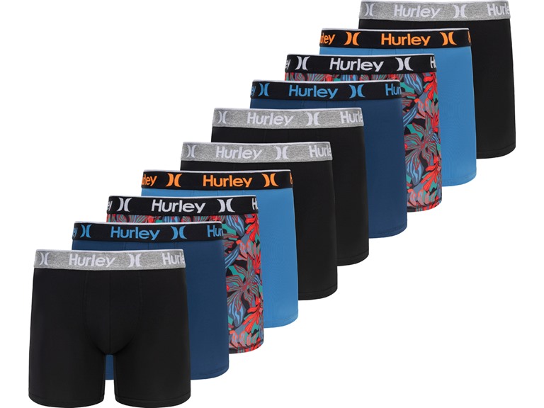 Hurley Men's 10 Pack Printed Boxer Briefs