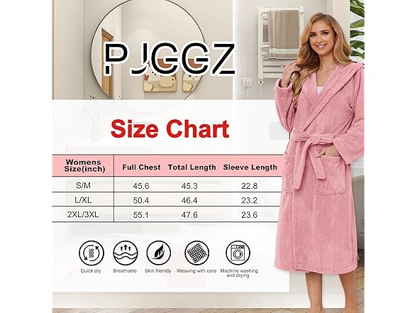 PJGGZ Hooded Bathrobe for Women