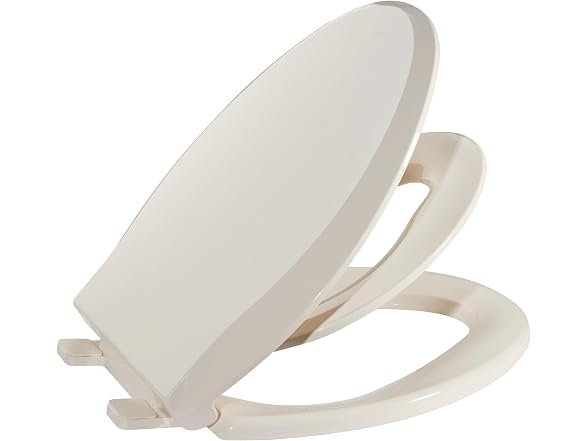 Takywep Toilet Seat Elongated Flat Toilet, Ivory