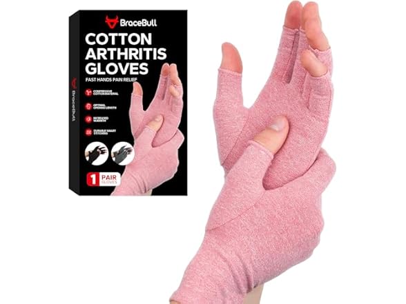 Fingerless Compression Gloves (L, Pink)