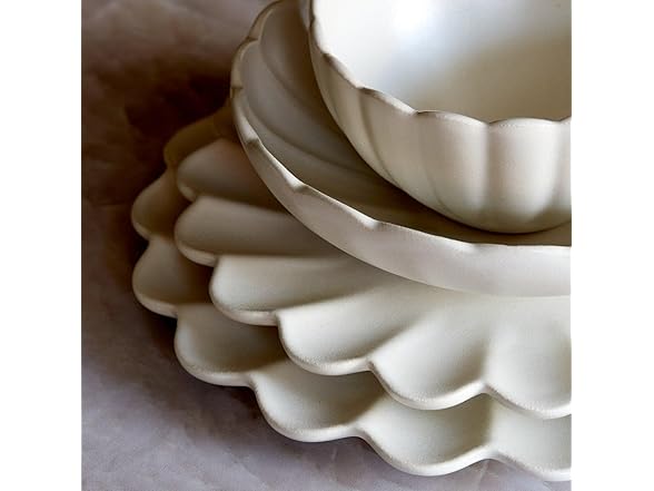 LEMIEUX ET CIE Dhalia 4-Piece Dinner Plate Set White