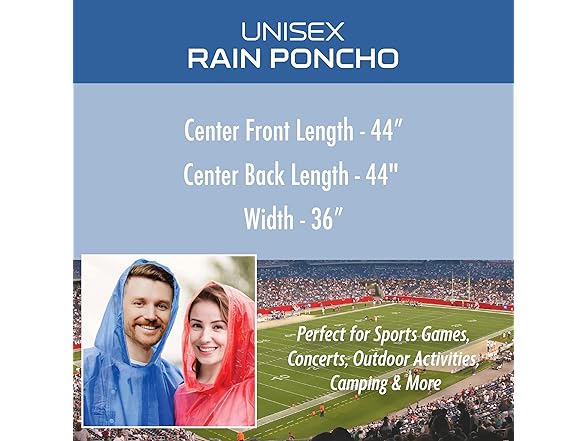 Waterproof Rain Poncho Adults Sporty
