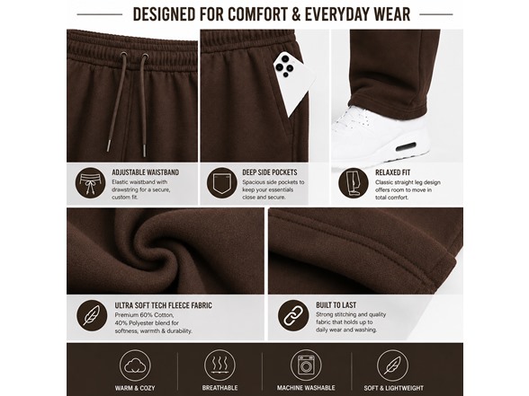 Mens Fleece-Lined Open Bottom Pants