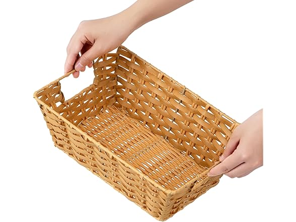 Sukkiri Homu Trapezoid Storage Basket with Handle, Set of 2 Natrual