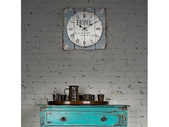 Stonebriar 15" Square Clock Blue