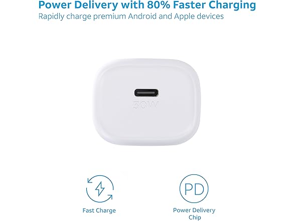 (1 or 2 Pack) AT&T 30W USB-C Charging Power Adapter