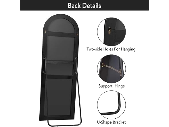 PexFix Full Length Sleek Arched-Top Standing Mirror