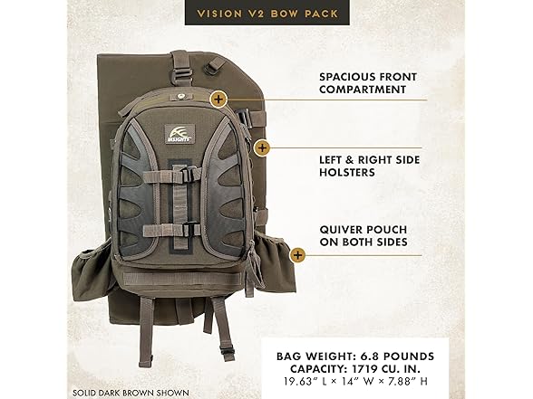 Insights Hunting by frogg toggs - The V2 Vision Bow Pack, Solid Elements Forest Green