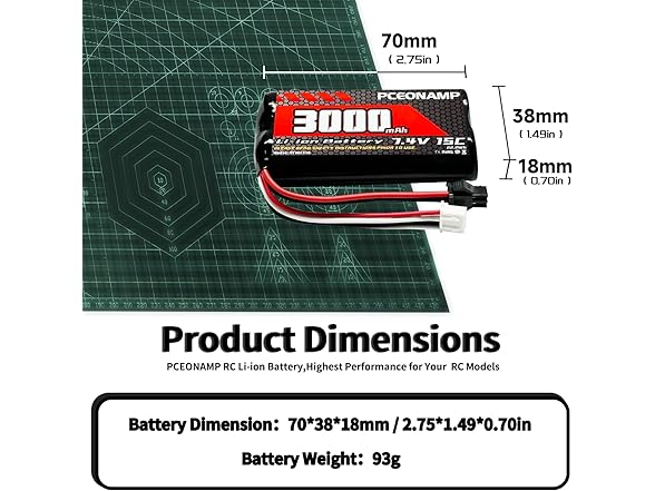 PCEONAMP 7.4V 3000mAh RC Battery