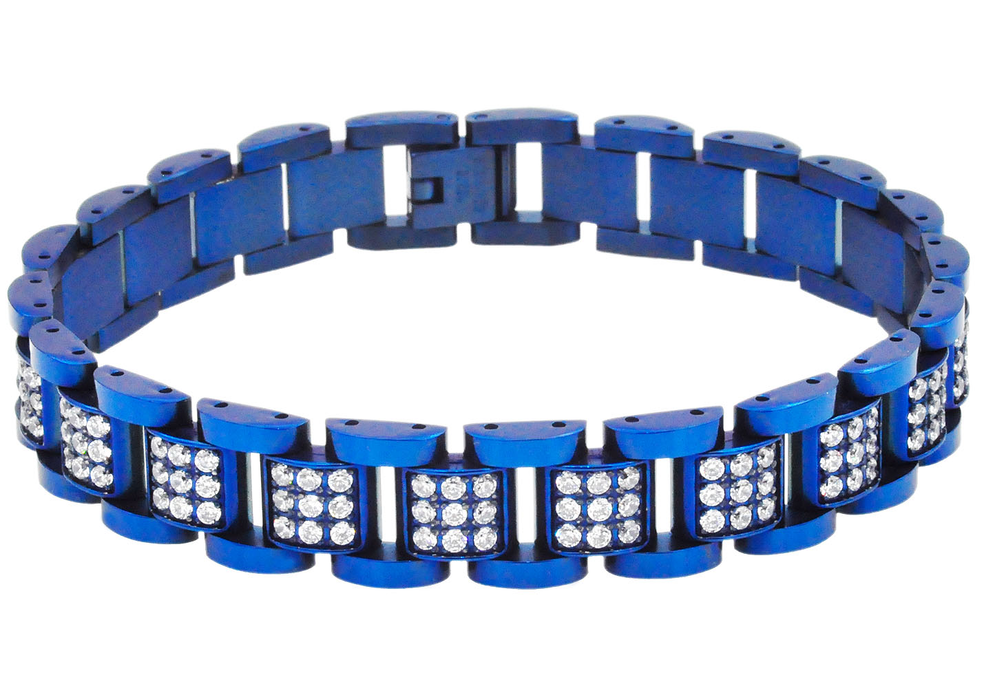 Stainless Steel Classic Link CZ Bracelet - Gallery 9
