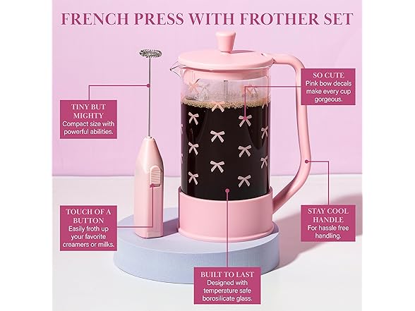 Paris Hilton Bow Design French Press and Frother