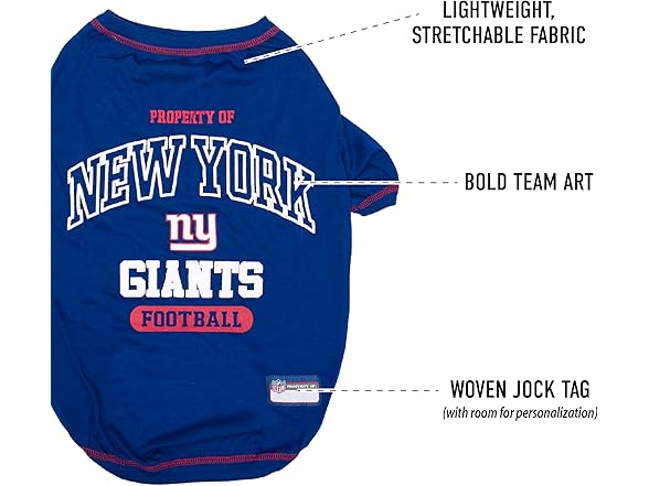 NFL New York Giants Dog T-shirt Large