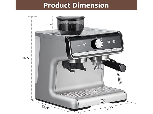 Espresso Machine with Grinder & Milk Frother 